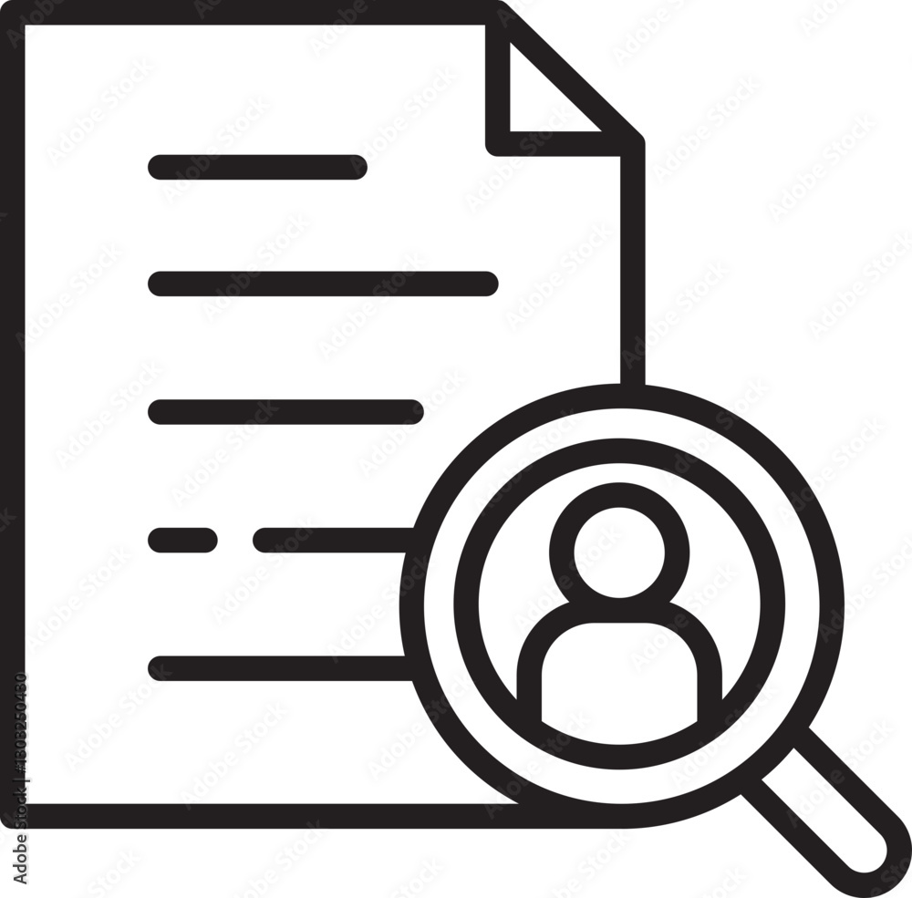 Poster document search icon with user focus line icon