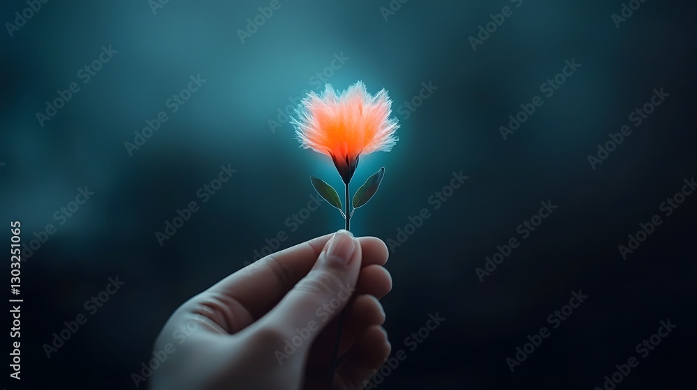 Poster mesmerizing glowing flower that emits a burst of vibrant colorful light when touched creating a capt