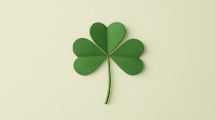 Clover leaf or shamrocks symbolizing good luck on a simple background. Happy Saint Patrick Day celebration. Space for text or banner.