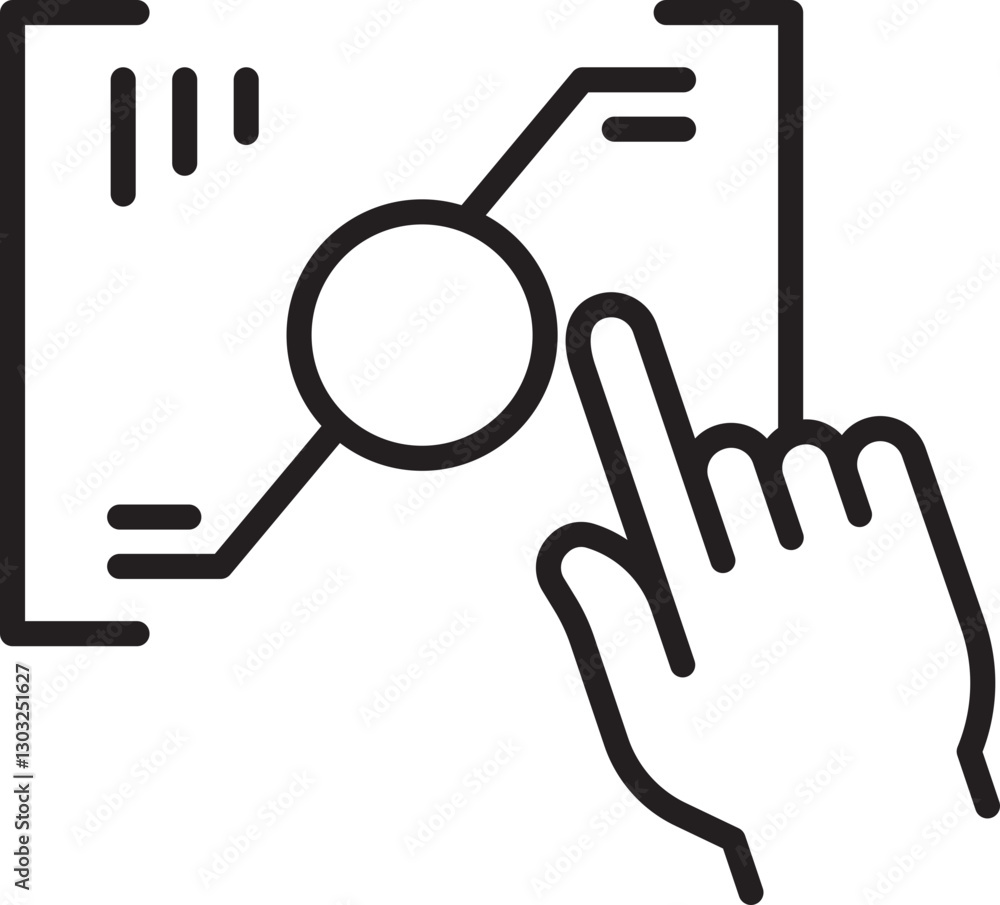 Poster interactive touchscreen interface concept line icon