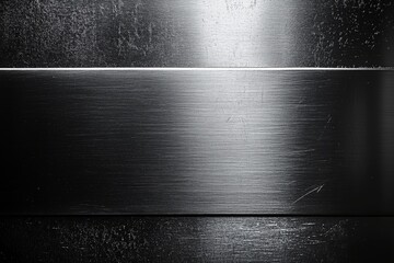Obraz premium Brushed metal surface with horizontal texture and reflective light. Concept of industrial design, durability, and modern aesthetics.