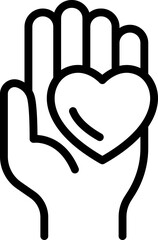 Obraz premium Hand holding a heart symbol. line icon