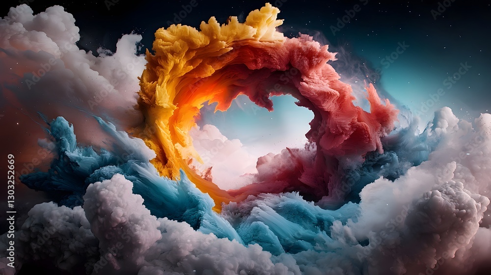 Poster mesmerizing cosmic landscape with captivating iridescent crystalline formations luminous prismatic e