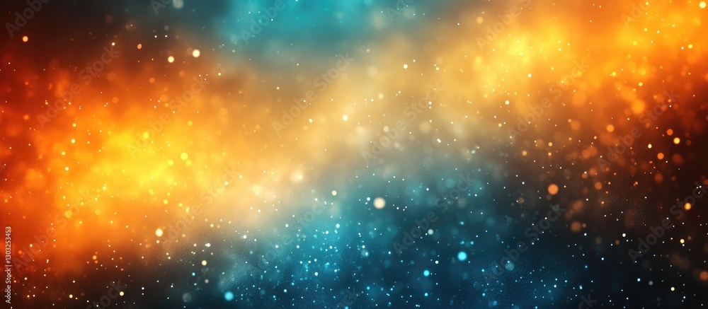 Poster abstract background featuring a blend of orange and teal hues with glittering particles. a dynamic i
