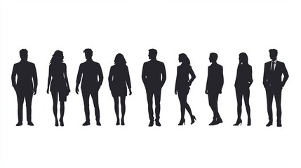 Casual Business People Silhouettes - Walking & Standing

