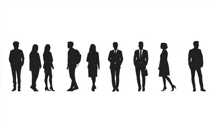 Casual Business People Silhouettes - Walking & Standing
