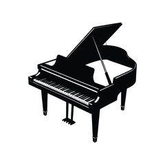 Grand piano silhouette isolated on white background