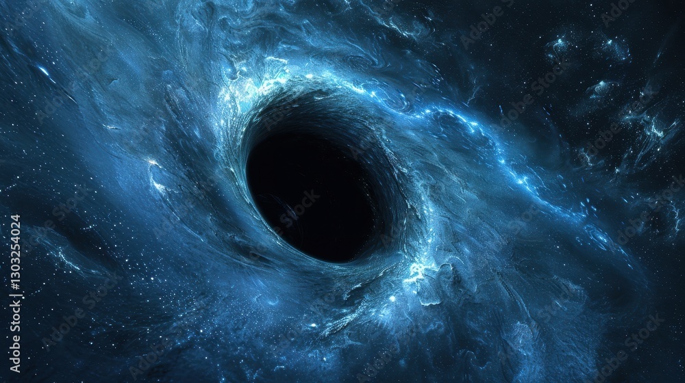 Wall mural abstract black hole with a nebula in the background abstract space with a black hole and swirling li