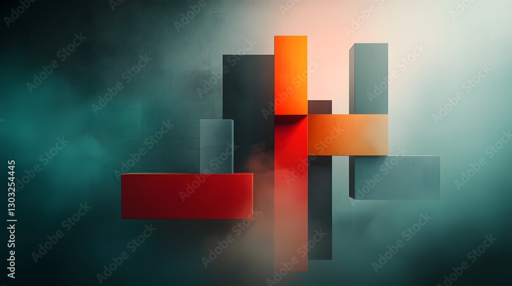 Poster luminous and intricate wireframe shapes with geometric lines and patterns of light and shadow creati