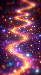 Fototapeta premium A mesmerizing journey through a vibrant network of glowing energy lines, each leading to a unique star, symbolizing destiny, choice, and infinite possibilities in a modern cosmic landscape