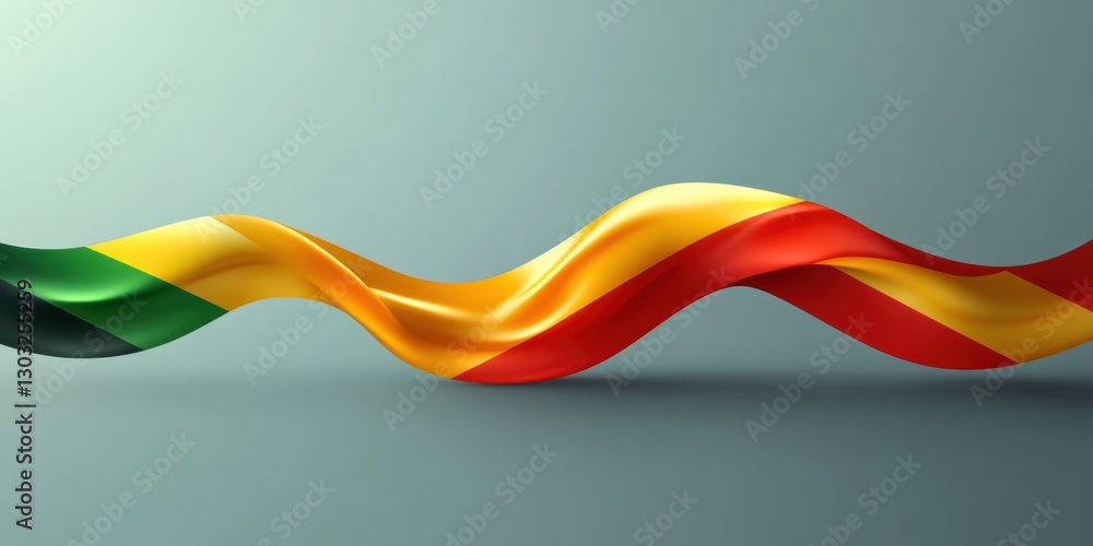 Poster waving flag pattern with green, yellow, and red colors symbolizing unity and diversity