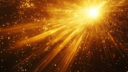 Fototapeta premium Golden light rays burst from bright center.