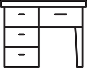 Desk with drawers and simple design line icon
