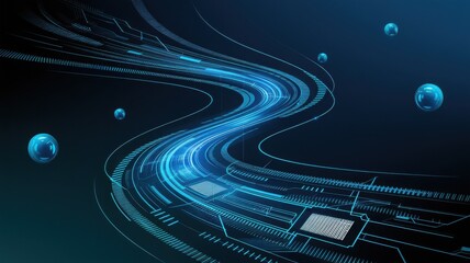 Curved Style Technology illustration background, networking, data science, computer technology