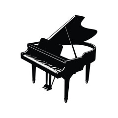 Grand piano silhouette isolated on white background © Ashok
