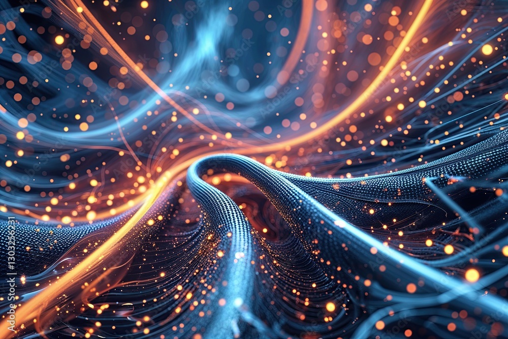 Wall mural dynamic technology mesh background with swirling abstract particles and engaging textures