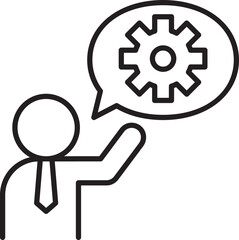 Businessman explaining concepts visually line icon