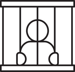 Prisoner behind bars illustration line icon