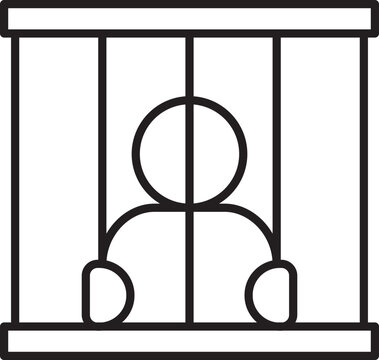 recommend clip art: Prisoner behind bars illustration line icon