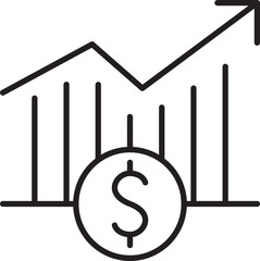 Financial growth chart with dollar symbol line icon