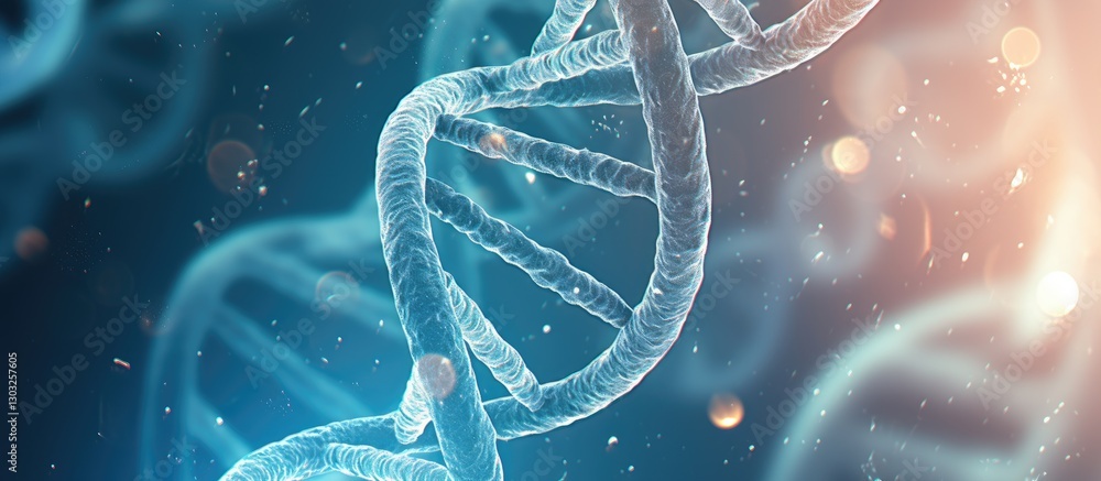 Poster abstract dna helix in soft light bokeh background