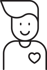 Simple line drawing of a smiling person line icon