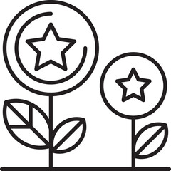 Obraz premium Stylized flowers with stars line icon