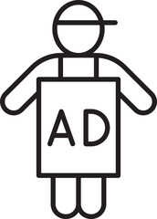 Sign holder with advertisement board line icon