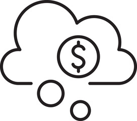 Thought bubble with dollar sign icon. line icon