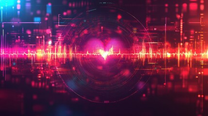 Obraz premium Abstract digital heart beat, glowing waveform.