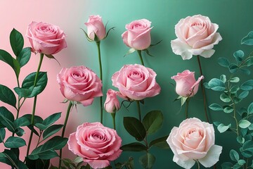 Tranquil Gradient Background Patterns in Rosy and Emerald Colors