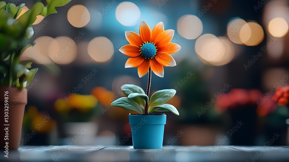 Poster innovative and visually striking genetically modified flower with petals that showcase real time wea