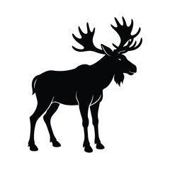 Moose Silhouette Vector Art and Minimalist Black Moose Illustration Design