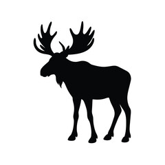 Moose Silhouette Vector Art and Minimalist Black Moose Illustration Design