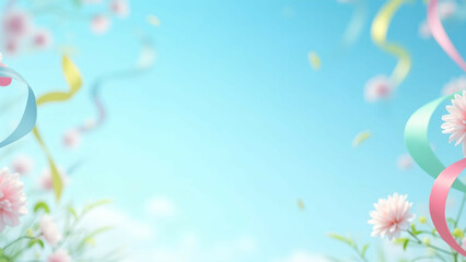 Obraz premium easter ribbons sky blue floating spring