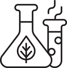 Laboratory glassware with leaf design line icon