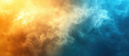 Abstract blended colors of orange and teal, with textured patterns resembling clouds or smoke, creating a vibrant and dynamic visual effect