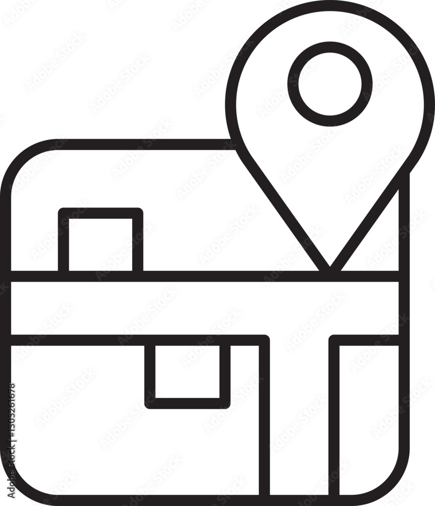 Poster delivery package with location marker icon line icon