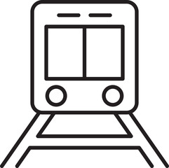 Train illustration on tracks line icon