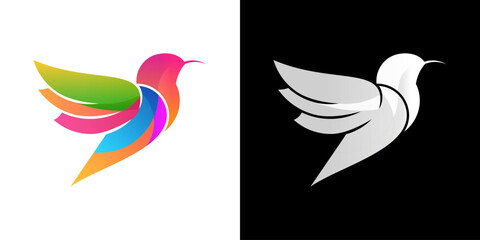 colorful hummingbird logo design
