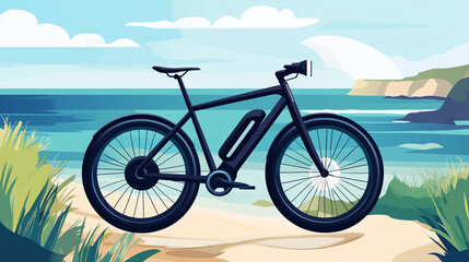 Fototapeta premium Bicycle by the Water with Scenic Landscape