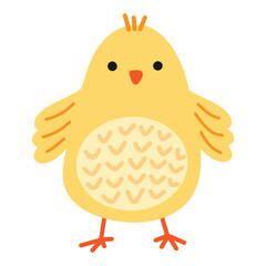 Cute baby chicken doodle simple naive style vector illustration. Farm animal bird kawaii character. Vector Easter clipart isolated on white background