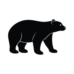 Polar Bear Silhouette Vector Art Illustration and Polar Bear Minimalist Black Color Design