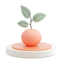 Sprout growing on orb, minimalist scene