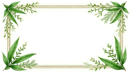 Fototapeta premium watercolor green herbs frame plant art