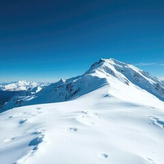 A blanket of fresh snow on a frozen mountain peak, ice, peaceful, winter wonderland