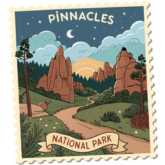 Pinnacles National Park Souvenir Postage Stamp Vector