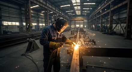 Industrial Welding in a Metal Fabrication Factory