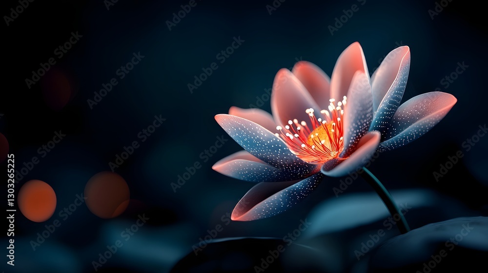 Poster genetically engineered flower blooms brighter when exposed to specific sound frequencies glowing wit