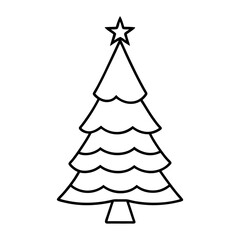 vector line drawing Christmas tree